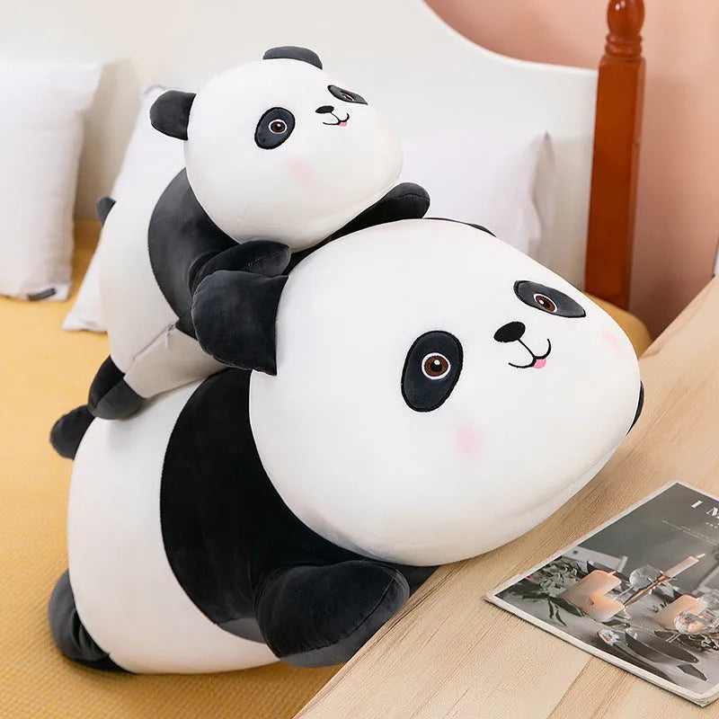 Panda plush toy with down cotton filling and spandex cover, available in 45cm, 60cm, and 80cm heights.