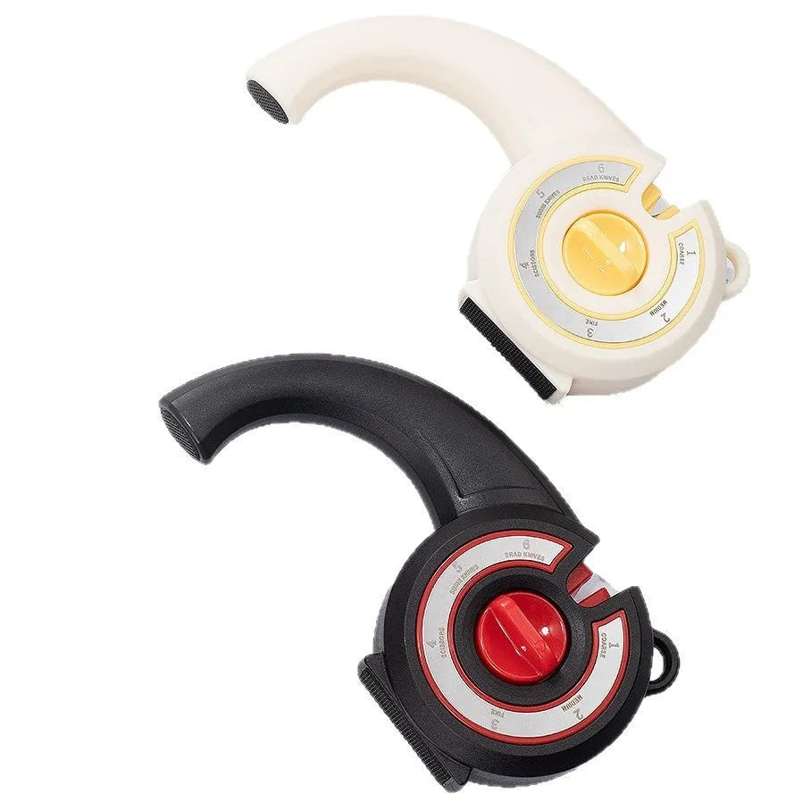 Six-in-one household multi-function sharpener for pencils, knives, and scissors in white colour