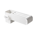 White plastic kitchen knife rack with modern simple design on a countertop