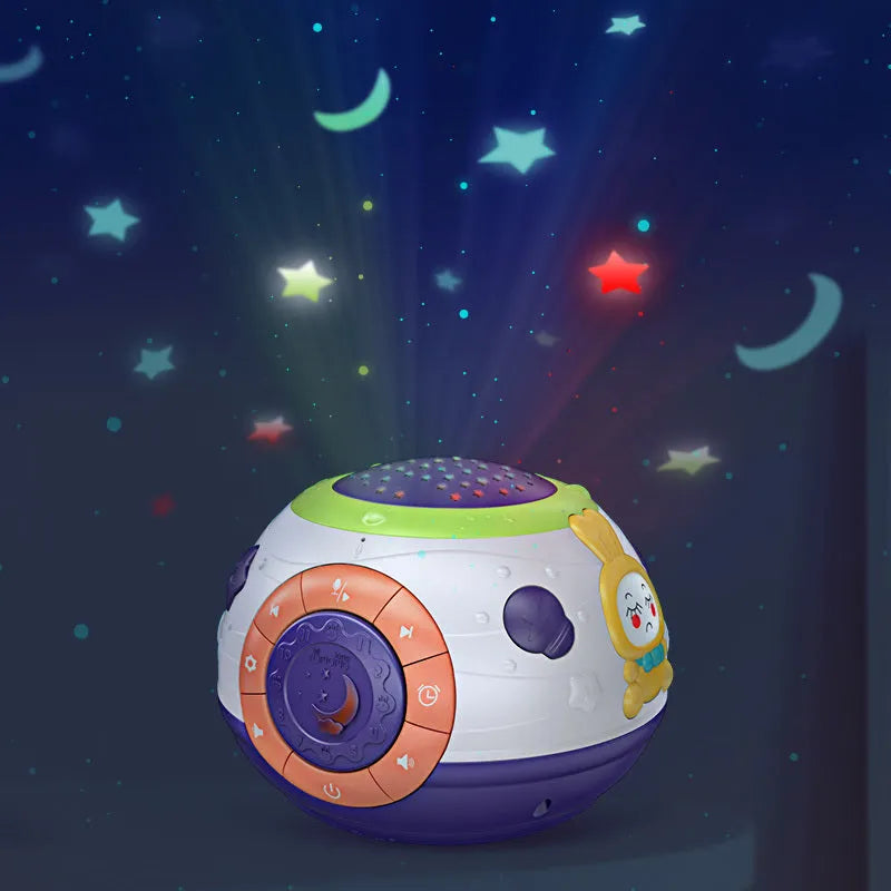 White plastic starry sky night light projector for children with sound machine functions