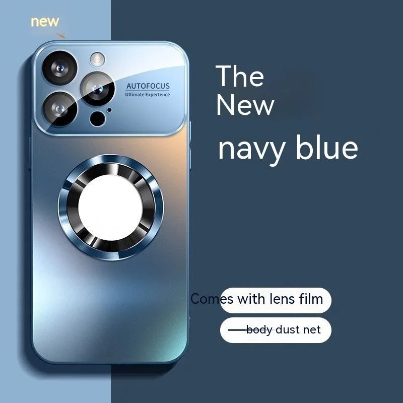 AG nano frosted magnetic suction phone case with large window, titanium gray, for iPhone models
