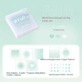 Square 70mm gradient colour multifunctional notepad showing sticky notes, plain paper, and parchment sheets.