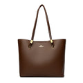 Women's large capacity PU crossbody tote shopping bag with hidden pocket, phone pocket and stitching detail