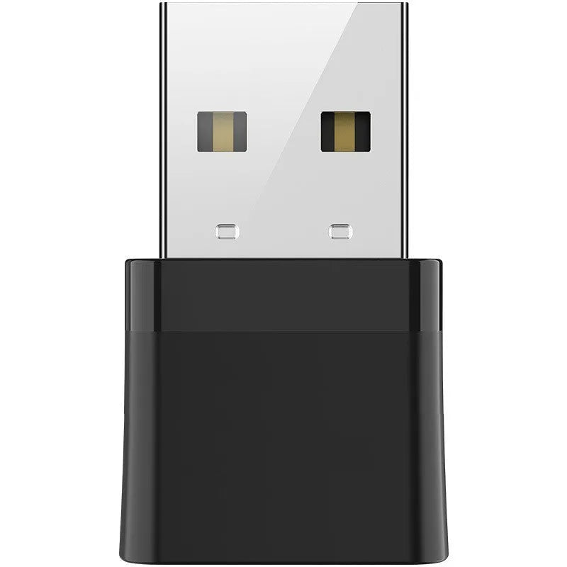 Black two-in-one network card with nickel-plated USB connector combining Bluetooth adapter and dual band access point