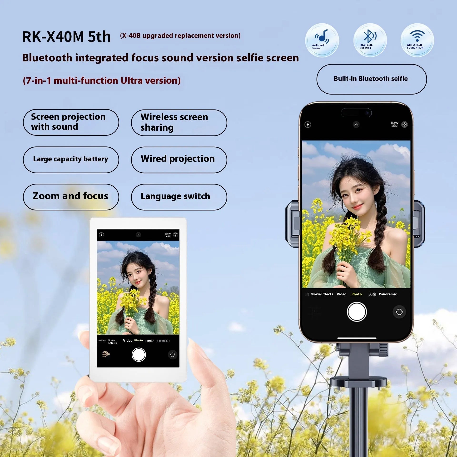 Rear magnetic mobile phone screen projector in black colour showing USB port and compact design.