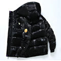 Linen hooded jacket in black or white, loose casual fit with round neck, sizes L to 4XL.