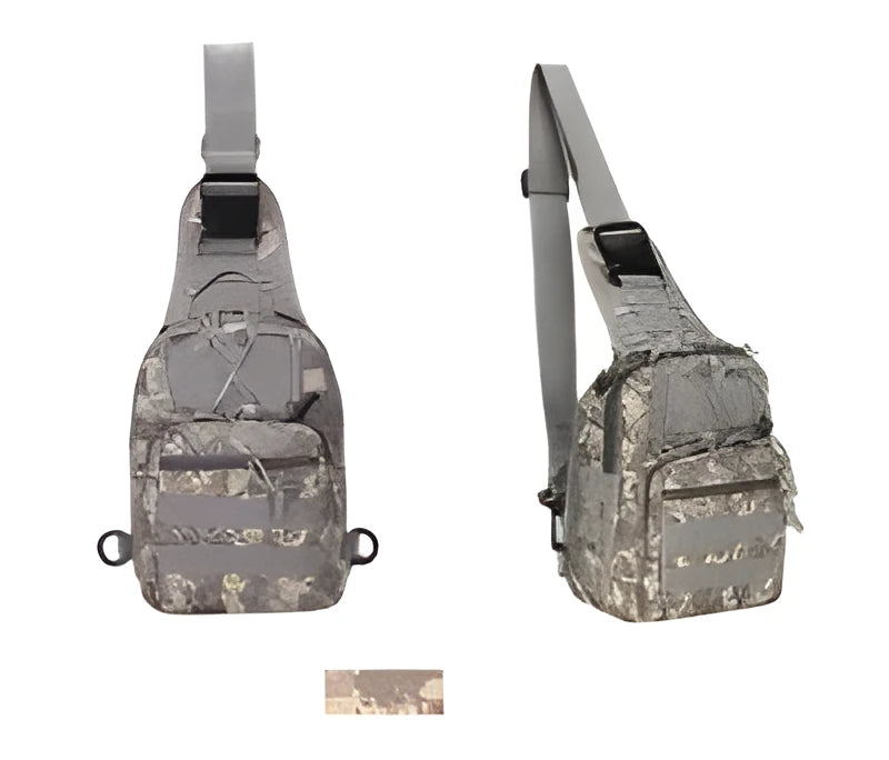 Outlife tactical camouflage shoulder backpack with multi-pocket outdoor utility design in a woodland pattern