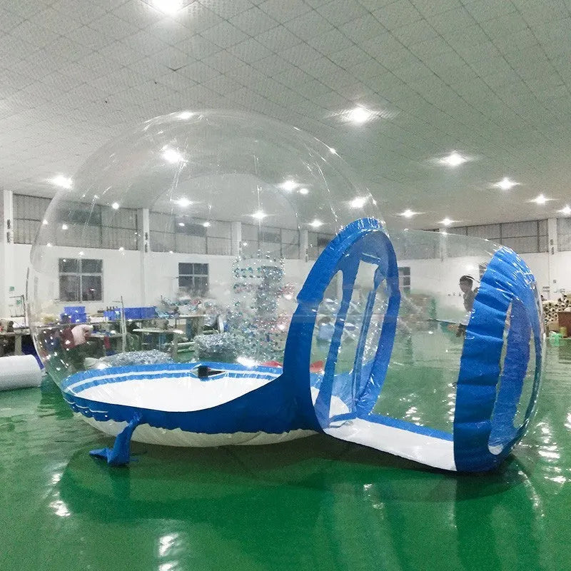 Outdoor inflatable transparent PVC bubble house tent 3m diameter blue with blower