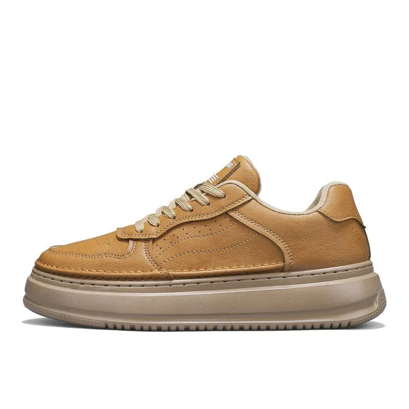 Men's leather retro casual shoes low-top thick sole PVC khaki gray black sizes 39-44