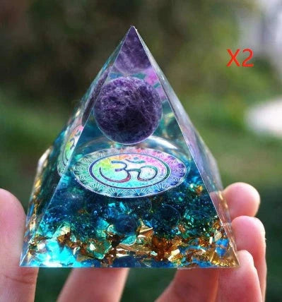 Premium Tiger's Eye Orgonite Pyramid with Amethyst, Calming Meditation Accessory for Balancing Energy and Purifying Space