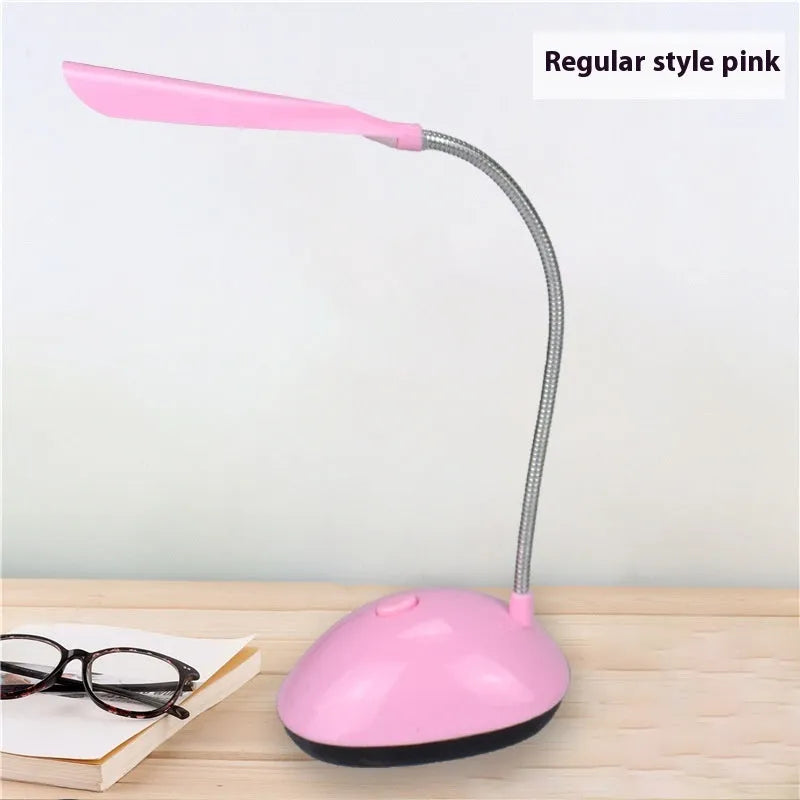 Battery LED desk lamp in white blue pink or green with three No7 batteries equipped for dormitory reading and study.