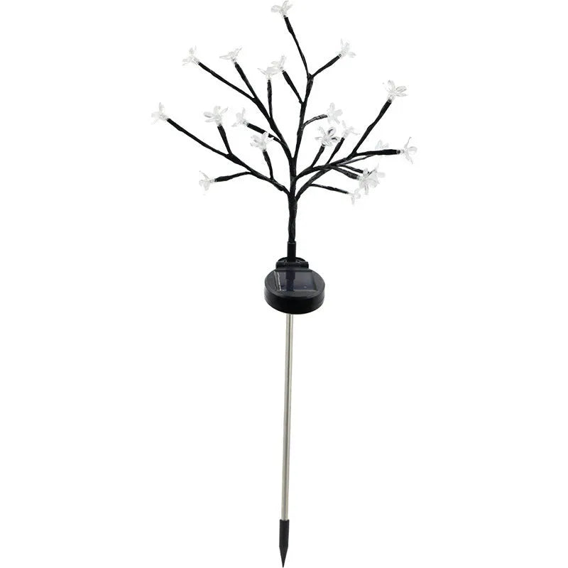Outdoor solar LED garden ground lamp in flower shape with PVC shell and IP65 protection