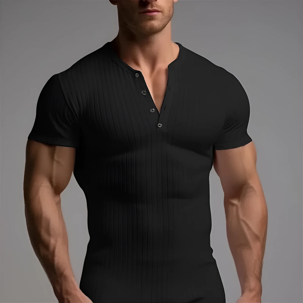 Men's slim fit sports t-shirt in polyester available in five colours with athletic muscle cut