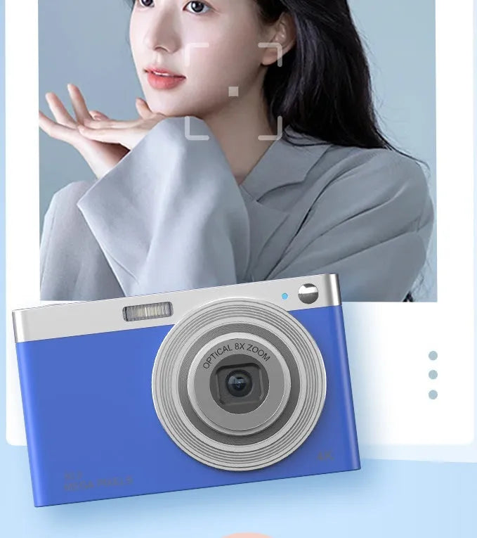 Entry-level student digital camera with CCD sensor and HD beauty mode, travel portable plastic body, retro style