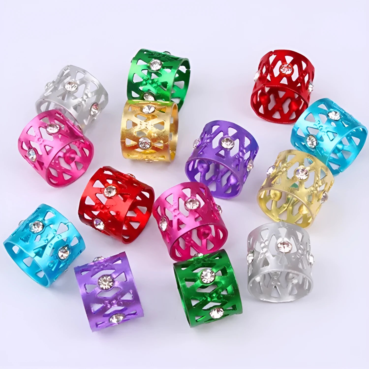 Aluminium wig decoration hair ring in seven colours with crown and heart shapes