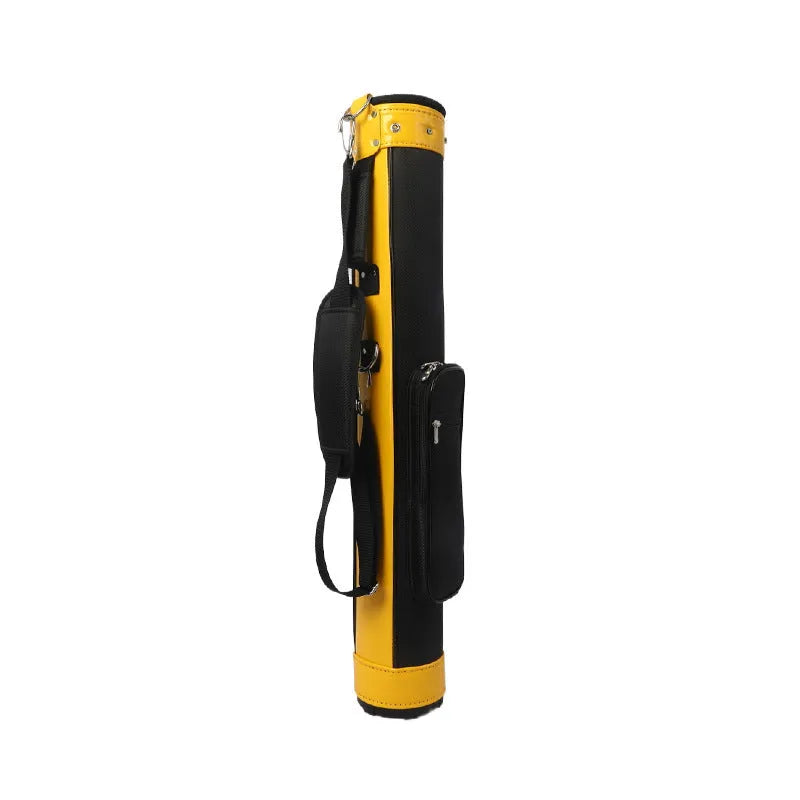 Large capacity leather golf bag in yellow with zippered compartments