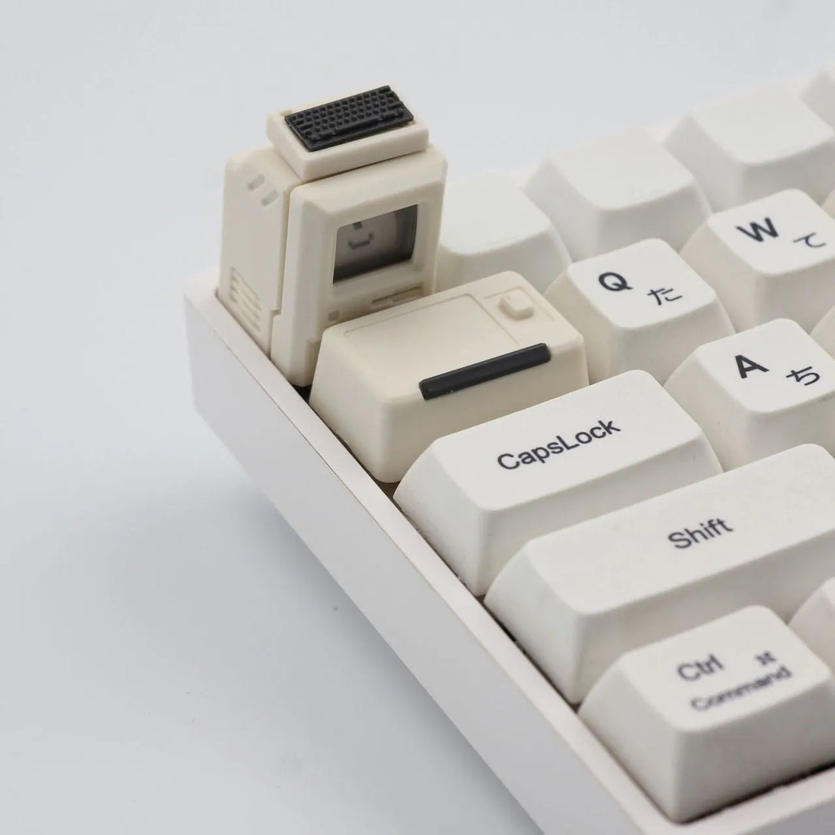 80s Macintosh retro translucent mechanical keyboard keycap in white, pink, red, black or silver grey plastic
