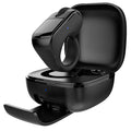 Bluetooth remote control ring in Stone Black worn on a finger for presenting slides