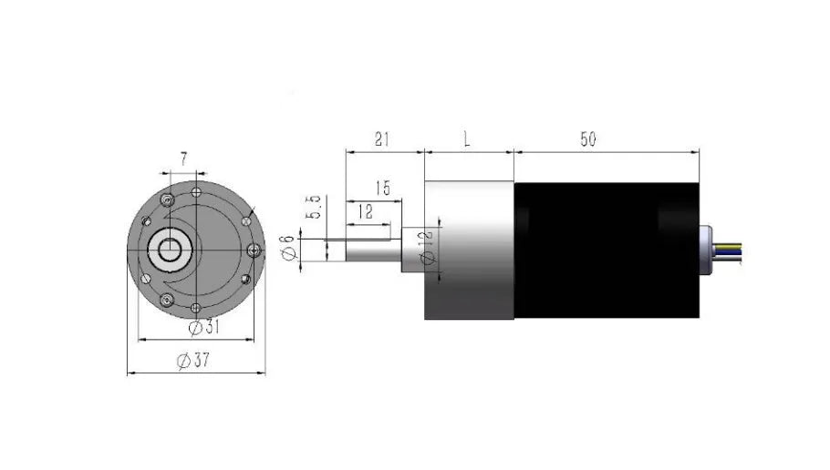 Brushless DC gear motor JGB37-3650 12V 24V for automatic curtain systems adjustable speed