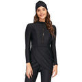 Black conservative Muslim swimsuit for ladies with quick-drying lining in S to 4XL sizing