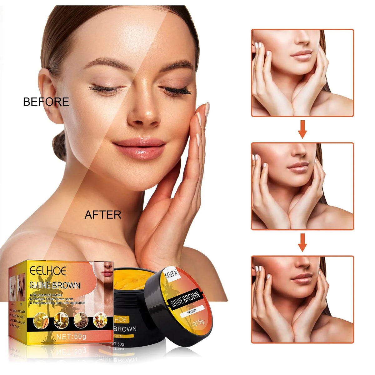 Wheat complexion body tanning moisturizing cream 50g tub, 5.3 x 5.3 x 4.5cm body cream