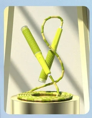 Children's skipping rope with coloured bamboo beads on a 2.8m polypropylene cord.