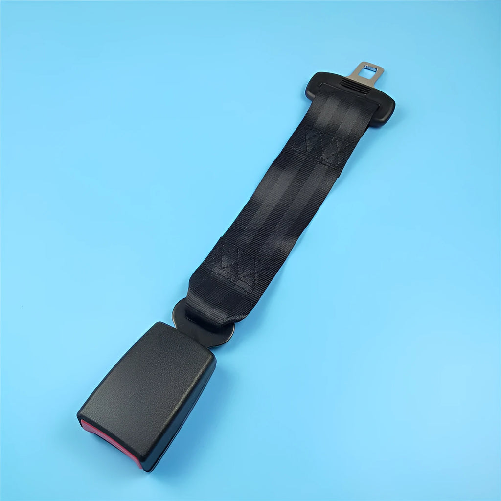 Black ribbon car seat belt extender with 36cm extension strap for vehicle safety belts