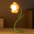 Pink rose flower USB LED lamp with vase, 30cm tall, emitting warm white light
