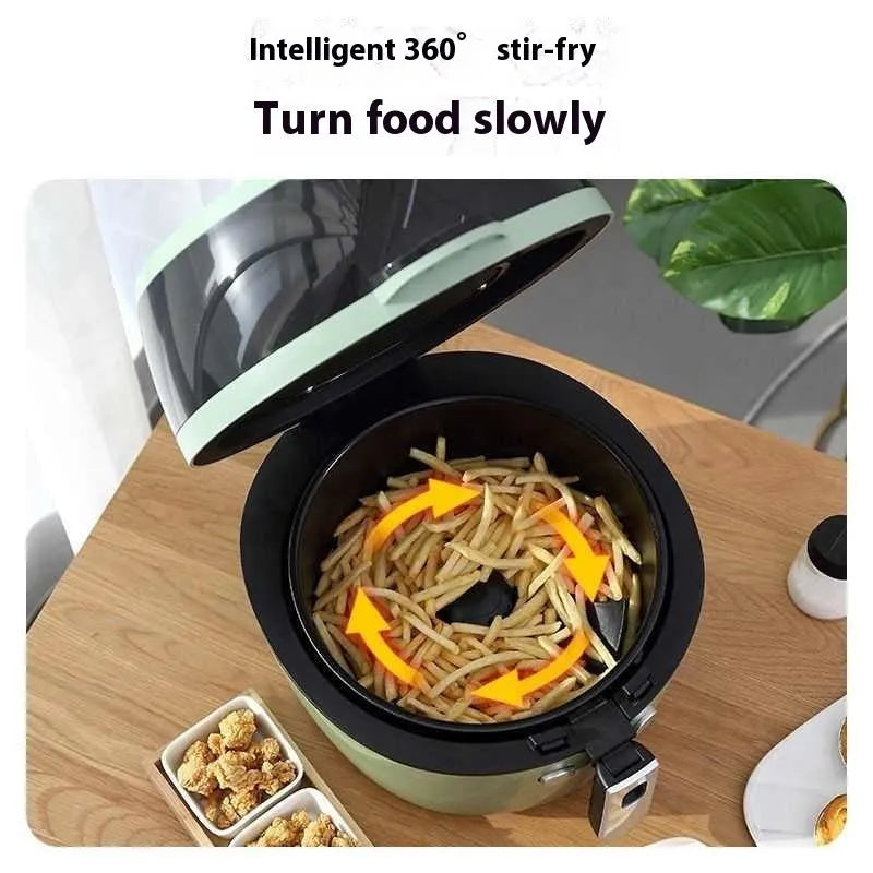 8 litre air fryer oven with visible window and mechanical buttons on countertop
