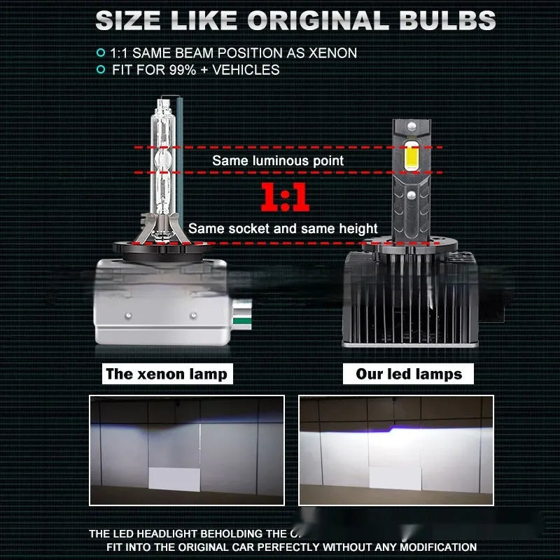 A10-D LED headlight replacement with lamp stabilizer, aviation aluminium alloy, IP67, 70W, 6000K, universal car fitment