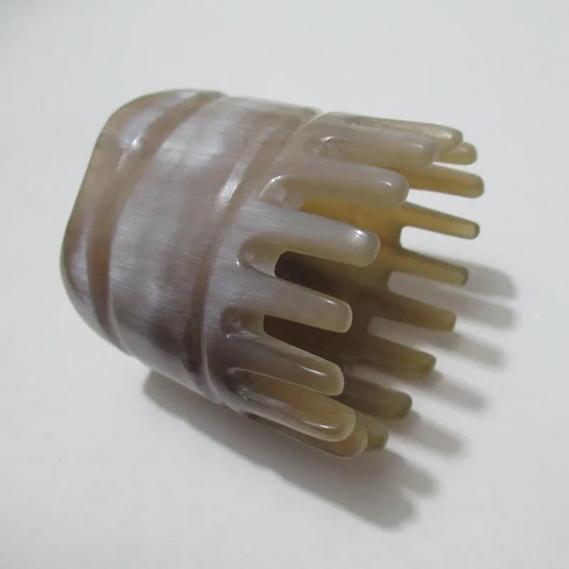 White buffalo horn wide-tooth comb for women's scalp massage and traditional hair care