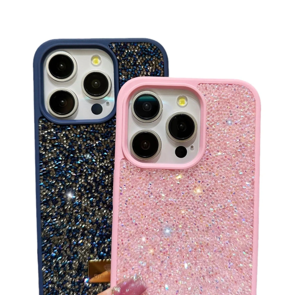 Luxury rhinestone graphene mobile phone shell in Black with frosted finish, compatible with iPhone models 11-17