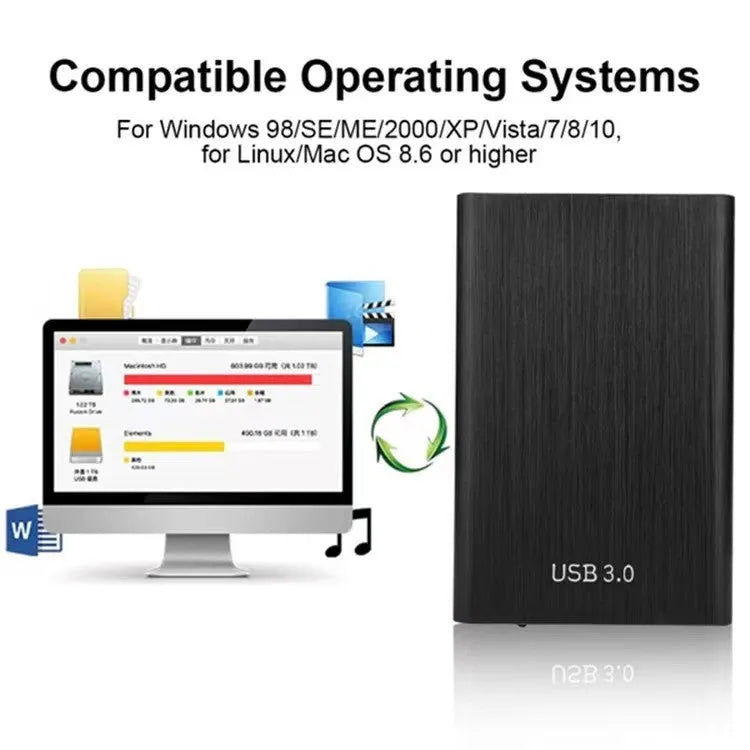 External mobile hard disk USB 3.0 solid state drive metal shell 2.5-inch black colour