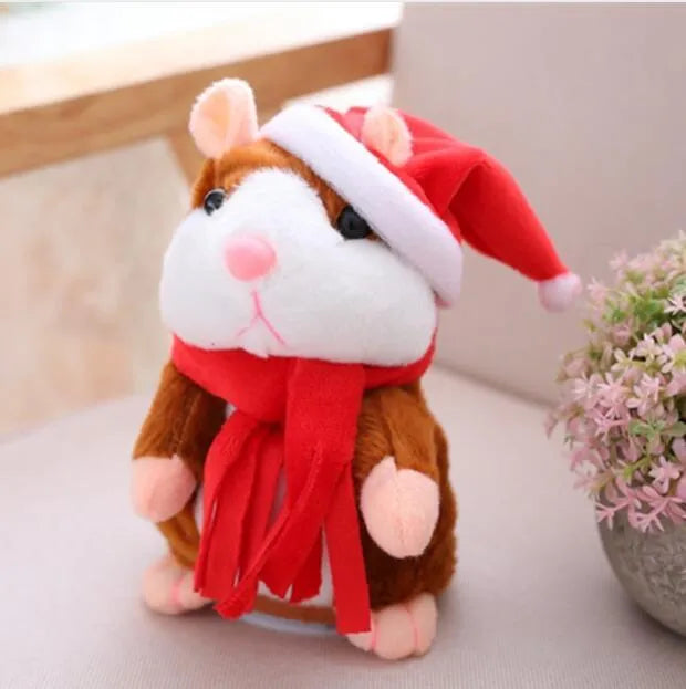 15 cm light brown talking hamster plush toy with head bobbing and voice repeat function