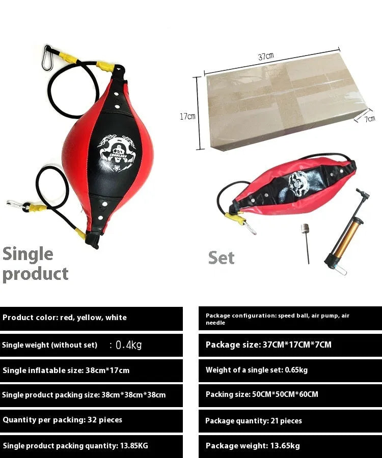 Spring Dragon diamond pattern PU boxing speed ball in black and red colours with inflator