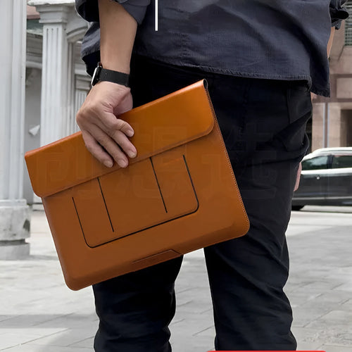 13.3-inch laptop bag with integrated bracket in black and brown colours with computer bag holder