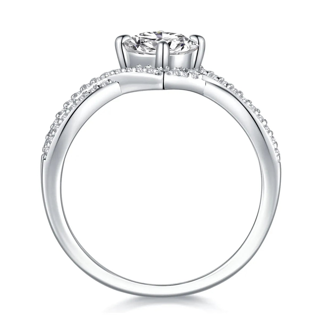 Sacred Vow wedding ring set with 2-carat moissanite in S925 silver with platinum plating, sizes 5-9, gift box and GRA certificate