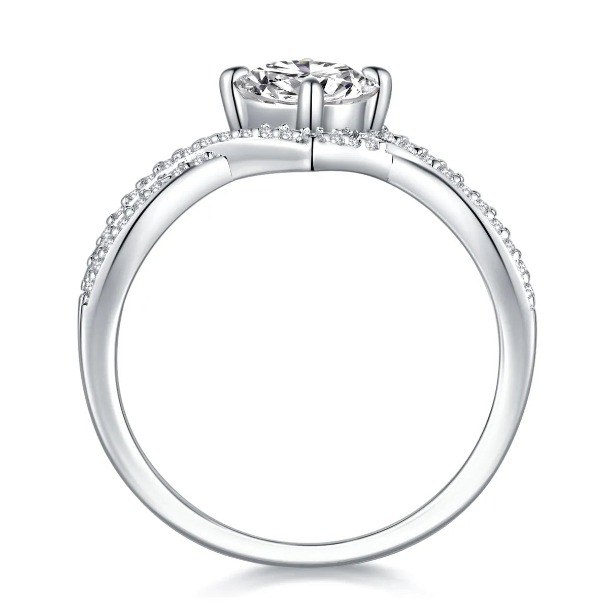 Sacred Vow wedding ring set with 2-carat moissanite in S925 silver with platinum plating, sizes 5-9, gift box and GRA certificate