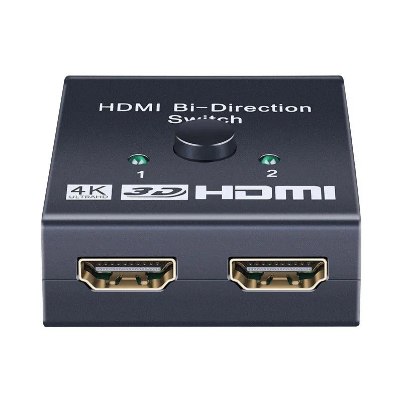 Black HDMI switcher 2 in 1 out HD 4K 2K expansion distributor with one-click switching