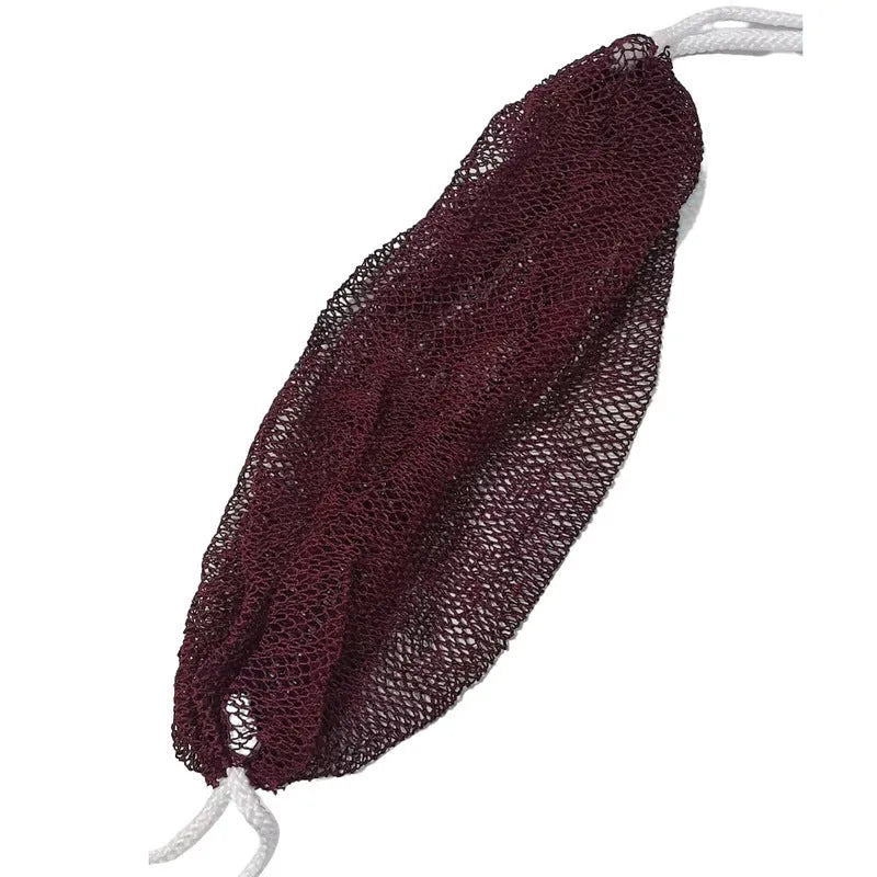 Nylon polyester bath sponge towel with drawstring, 70g, shown in six colours including black and pink