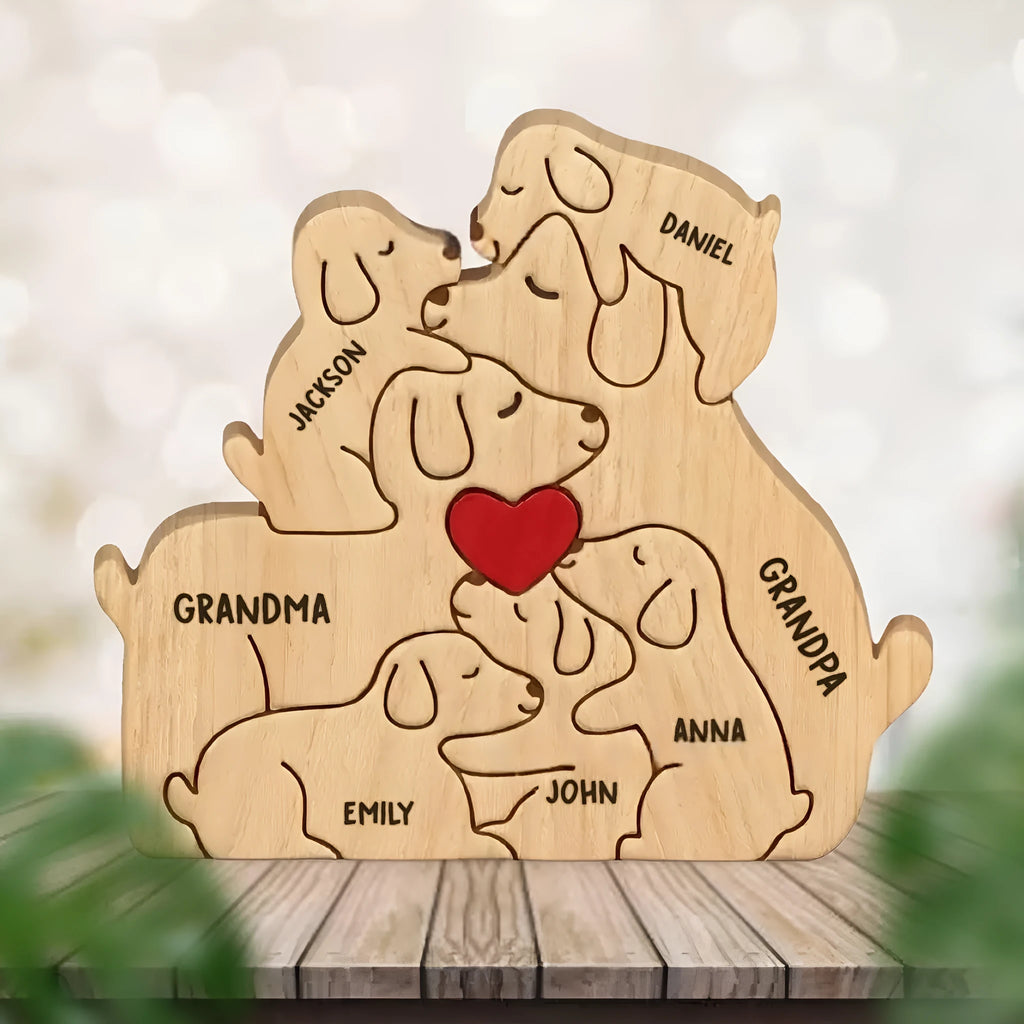 Personalized wooden dog-shaped ornament in modern minimalist style, available in four style options