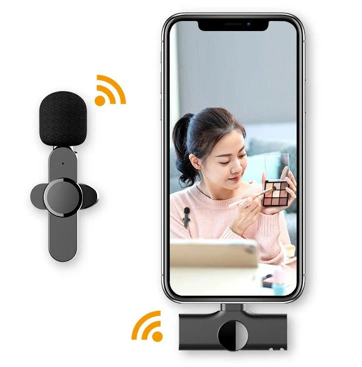 Premium wireless lavalier microphone with compact design, clear audio, and Bluetooth connectivity