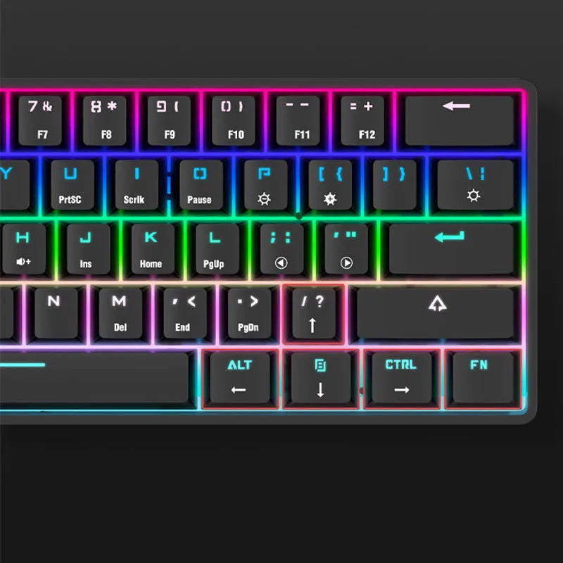 Wireless Bluetooth keyboard with colourful PBT keycaps in black casing on a desk