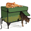 Green foldable cloth cat cage for outdoor use as an insulated pet bed or delivery room.
