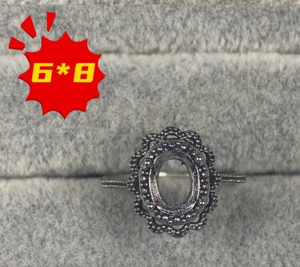 Korean style oval ring with open mouth design showing 6x8mm five-pointed star electroplated ornament