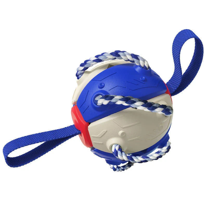 Interactive dog toy that transforms from a ball to a frisbee, engaging your pup's natural instincts and providing endless outdoor fun.