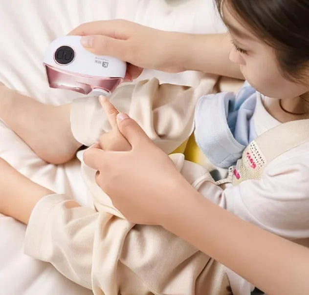 Blue electric nail clipper and automatic polish two-in-one tool with USB Type-C charging port
