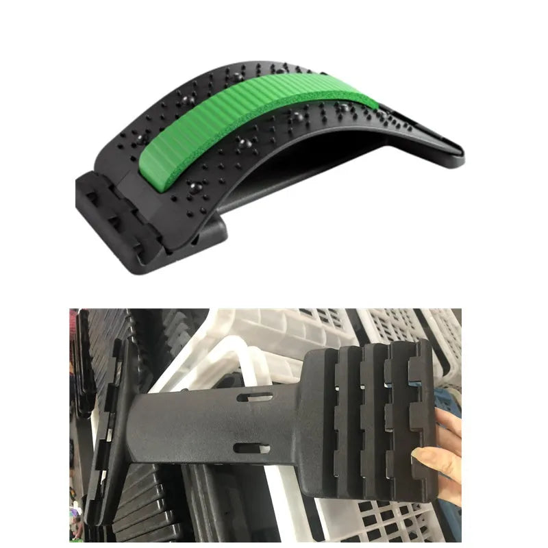 Adjustable back stretcher massager for waist back neck pain relief with multiple therapy modes