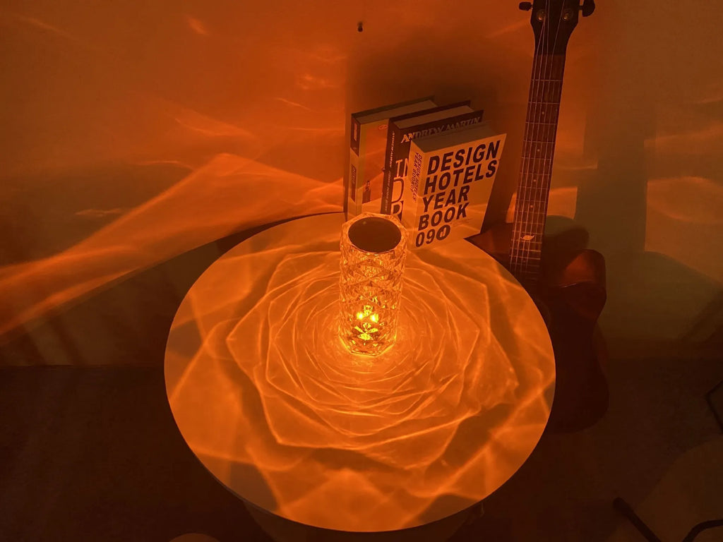 Modern LED rose diamond table lamp with acrylic crystal design and touch control