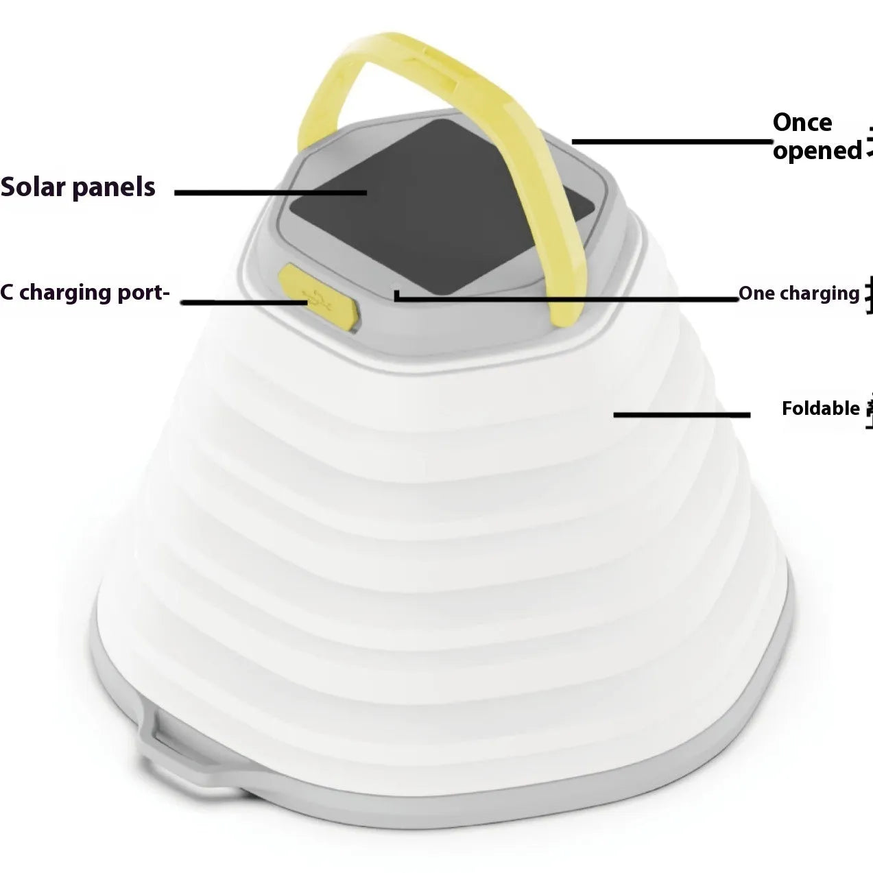 White large capacity camping lamp with a single-key switch shown on a dark background.